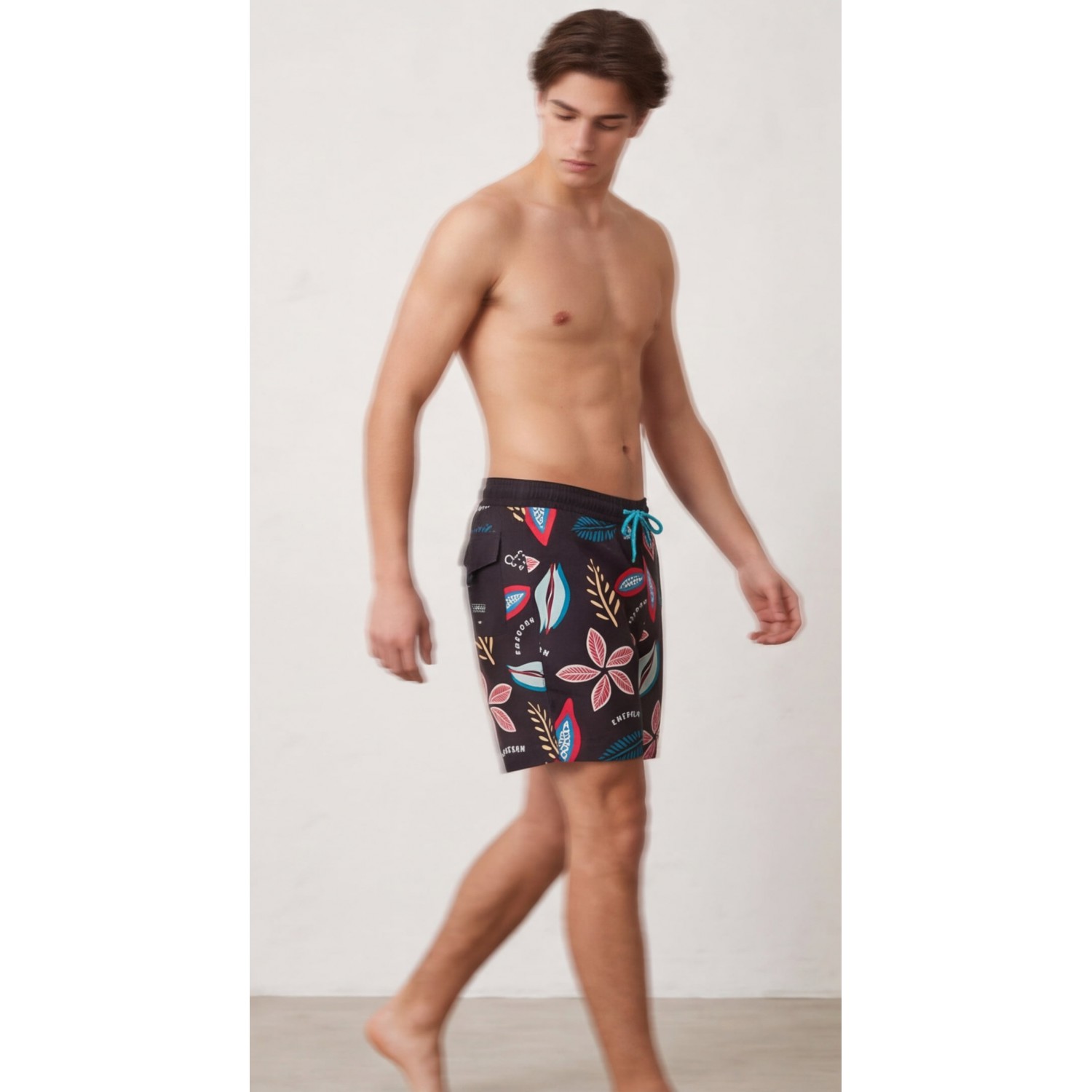 Life Style Butiken Ανδρικό Εμπριμέ Μαγιό μήκους 45cm LS152411 BLACK Ανδρικά