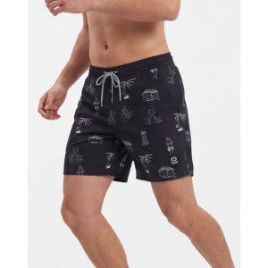 Life Style Butiken Ανδρικό Εμπριμέ Μαγιό μήκους 47 cm LS152412 BLACK Ανδρικά