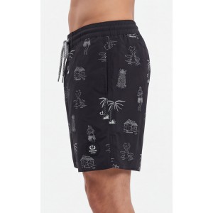 Life Style Butiken Ανδρικό Εμπριμέ Μαγιό μήκους 47 cm LS152412 BLACK Ανδρικά