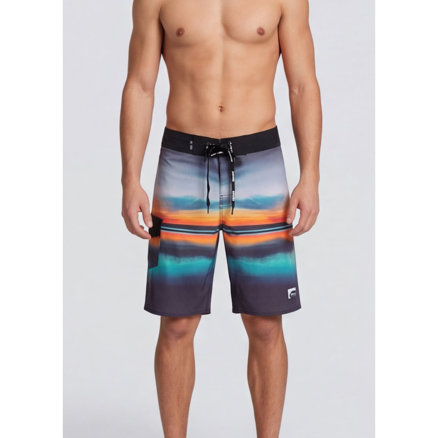 Life Style Butiken Ανδρικό Εμπριμέ Μαγιό BOARDSHORT μήκους 55 cm LS1524133 BLACK Ανδρικά