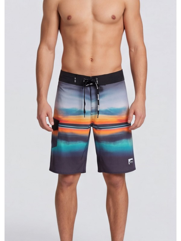Life Style Butiken Ανδρικό Εμπριμέ Μαγιό BOARDSHORT μήκους 55 cm LS1524133 BLACK