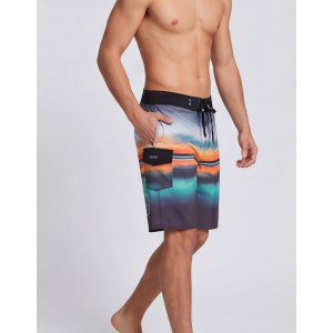 Life Style Butiken Ανδρικό Εμπριμέ Μαγιό BOARDSHORT μήκους 55 cm LS1524133 BLACK Ανδρικά