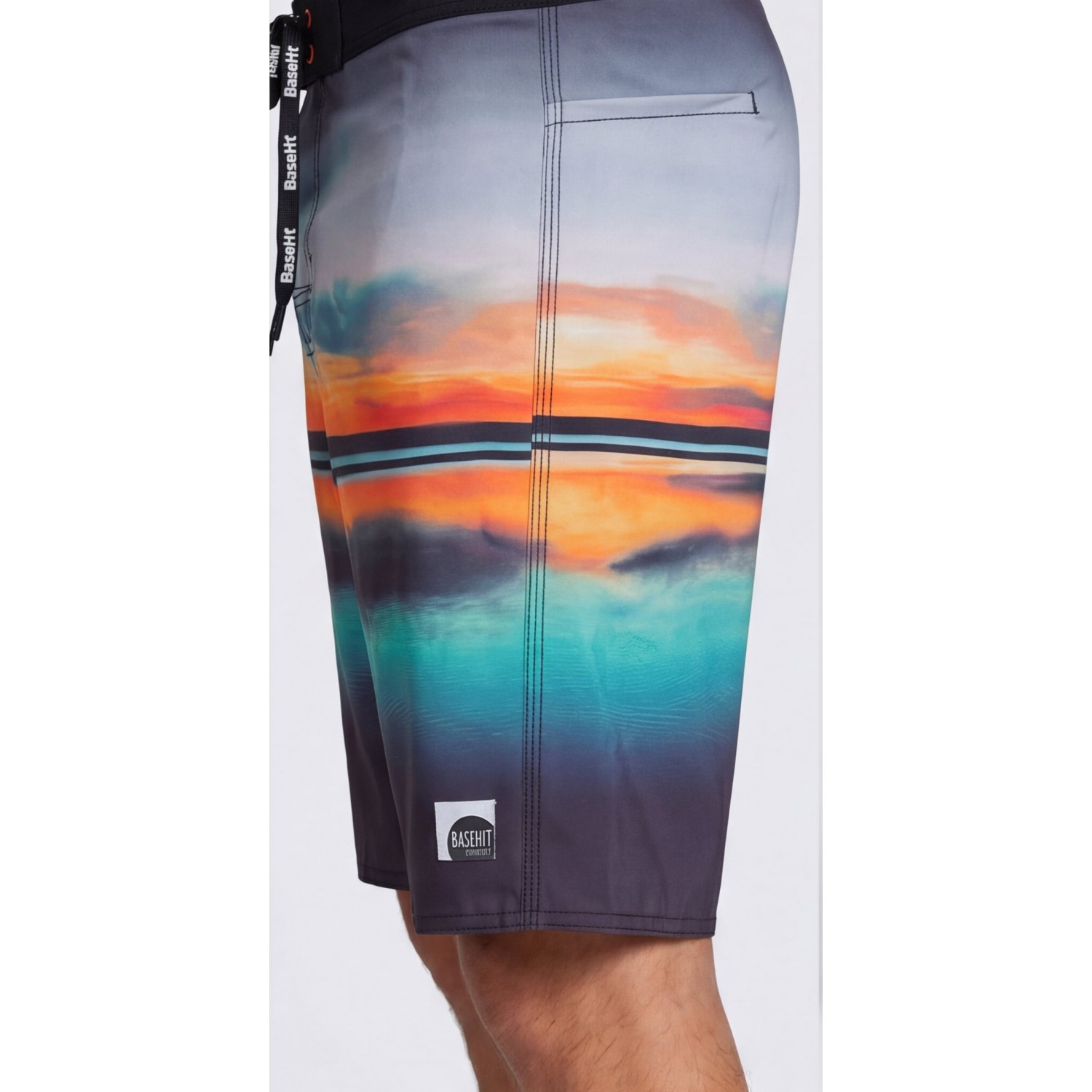 Life Style Butiken Ανδρικό Εμπριμέ Μαγιό BOARDSHORT μήκους 55 cm LS1524133 BLACK Ανδρικά