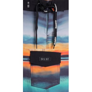 Life Style Butiken Ανδρικό Εμπριμέ Μαγιό BOARDSHORT μήκους 55 cm LS1524133 BLACK Ανδρικά