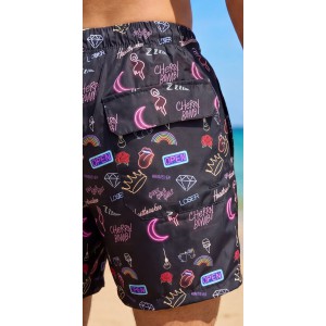Life Style Butiken Ανδρικό Εμπριμέ Μαγιό μήκους 40 cm LS190231 BLACK Ανδρικά