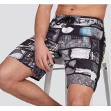 Life Style Butiken Ανδρικό Εμπριμέ Μαγιό BOARDSHORT μήκους 55 cm LS11486 BLACK 1