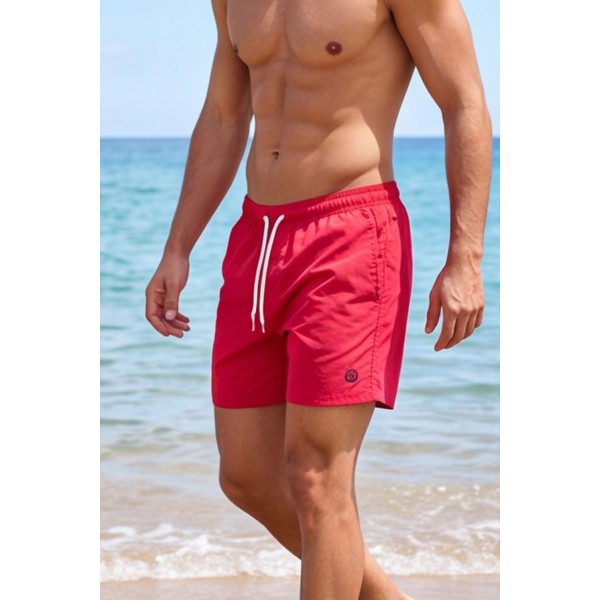 Life Style Butiken Ανδρικό Μονόχρωμο Μαγιό μήκους 40 cm LS11684 RED