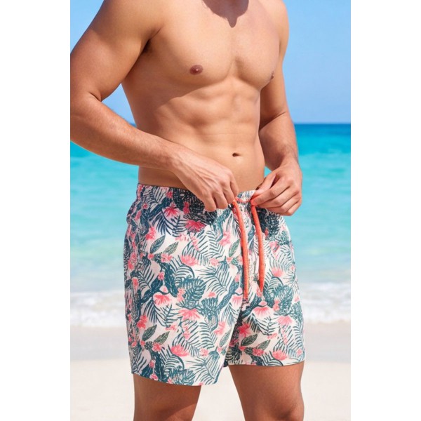 Life Style Butiken Ανδρικό Εμπριμέ Μαγιό μήκους 37 cm LS1203516 PINK