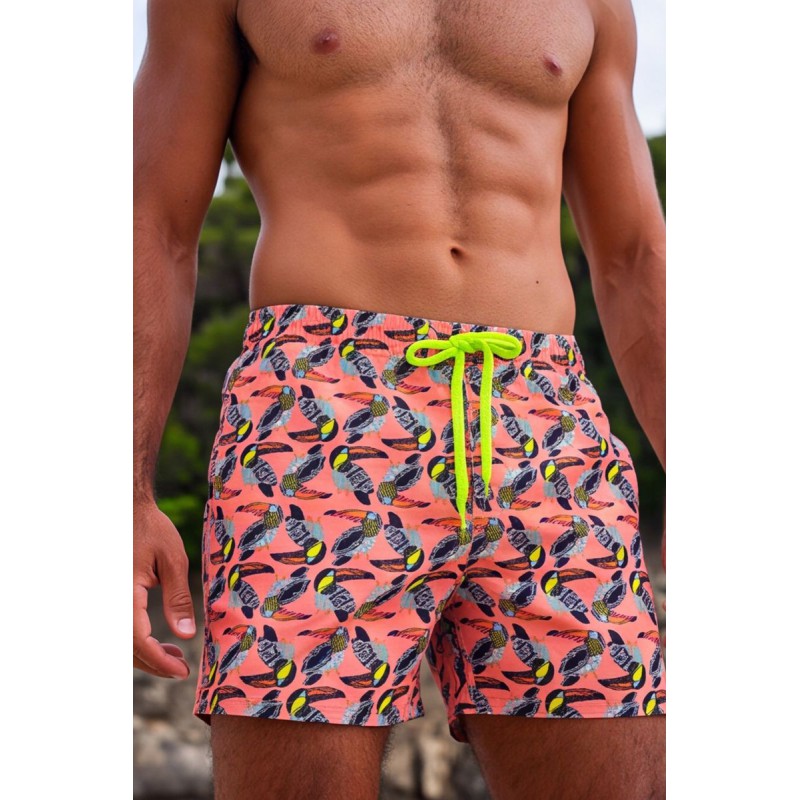 Life Style Butiken Ανδρικό Εμπριμέ Μαγιό μήκους 37 cm LS1214600 PINK Ανδρικά