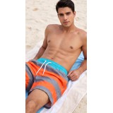 Life Style Butiken Ανδρικό Ριγέ Μαγιό 44cm LS1300030 ORANGE 6