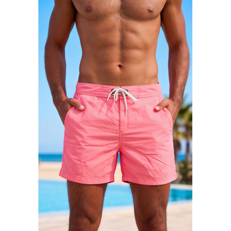 Life Style Butiken Ανδρικό Μονόχρωμο Μαγιό μήκους 40 cm LS131380 PINK Ανδρικά