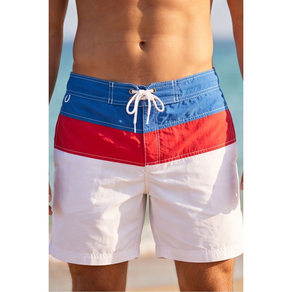 Life Style Butiken Ανδρικό Ριγέ Μαγιό μήκους 40 cm LS131383 WHITE