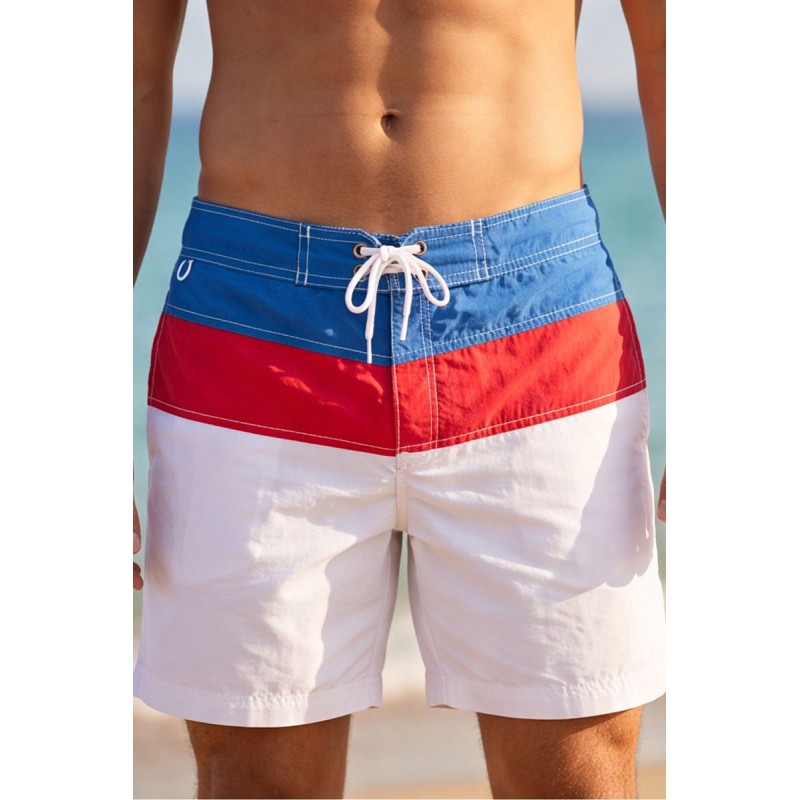 Life Style Butiken Ανδρικό Ριγέ Μαγιό μήκους 40 cm LS131383 WHITE Ανδρικά