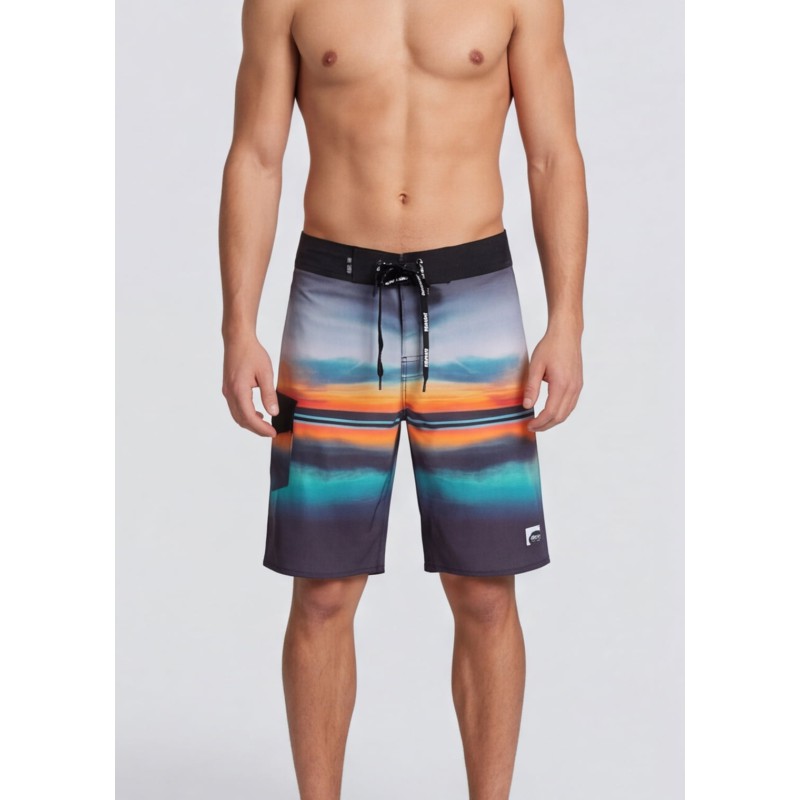 Life Style Butiken Ανδρικό Εμπριμέ Μαγιό BOARDSHORT μήκους 55 cm LS1524133 BLACK Ανδρικά