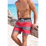 Life Style Butiken Ανδρικό Ριγέ Μαγιό 44cm LS1300030 RED 4