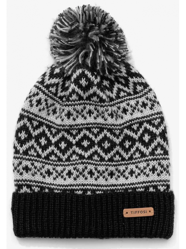 Unisex σκουφάκι με πιέτα και τελειώματα με pompom Tiffosi 10046290 Γκρι