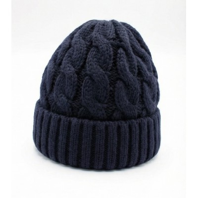 Life Style Butiken Ανδρικός Πλεκτός Σκούφος με πλεξούδα LS116505 Navy