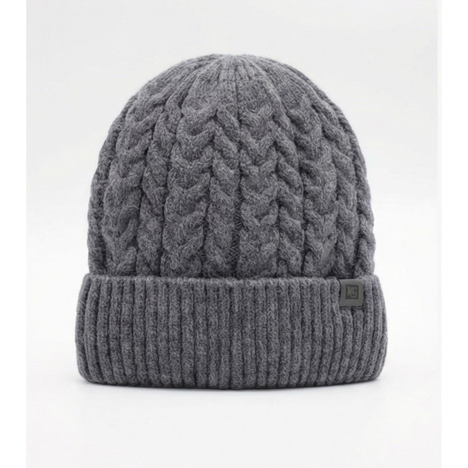 Life Style Butiken Ανδρικός Πλεκτός Σκούφος με πλεξούδα LS116551 Γκρι