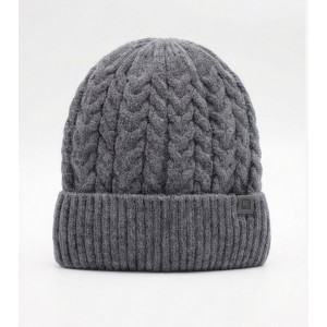 Life Style Butiken Ανδρικός Πλεκτός Σκούφος με πλεξούδα LS116551 Γκρι