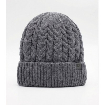 Life Style Butiken Ανδρικός Πλεκτός Σκούφος με πλεξούδα LS116551 Γκρι