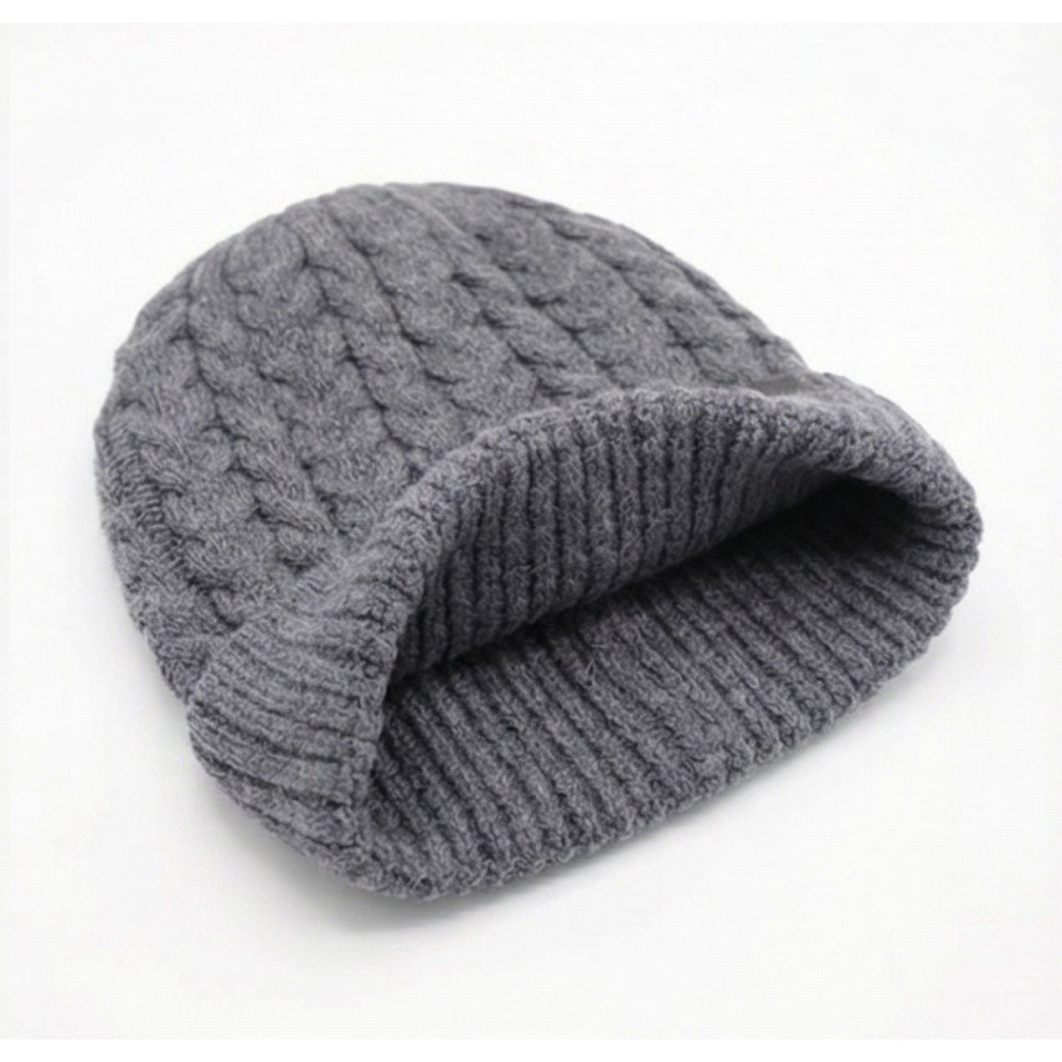 Life Style Butiken Ανδρικός Πλεκτός Σκούφος με πλεξούδα LS116551 Γκρι