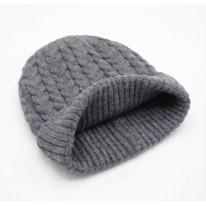 Life Style Butiken Ανδρικός Πλεκτός Σκούφος με πλεξούδα LS116551 Γκρι