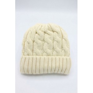 Life Style Butiken Ανδρικός Πλεκτός Σκούφος με πλεξούδα LS116505 Λευκό