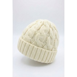 Life Style Butiken Ανδρικός Πλεκτός Σκούφος με πλεξούδα LS116505 Λευκό