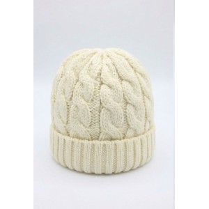 Life Style Butiken Ανδρικός Πλεκτός Σκούφος με πλεξούδα LS116505 Λευκό