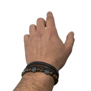 Life Style Butiken Jw2003 Black Ανδρικό Δερμάτινο Βραχιόλι Με Καφέ Χάντρες