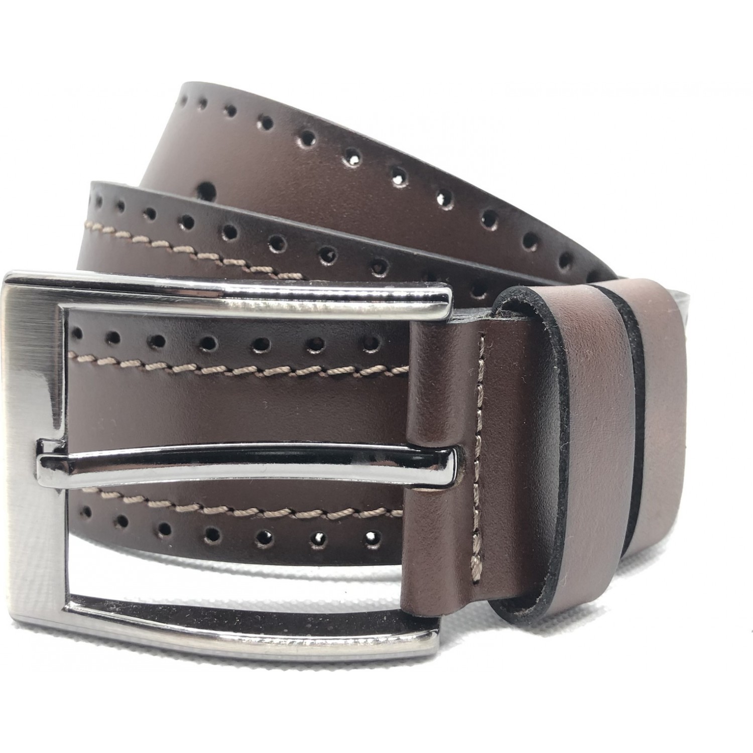 PLB Ζώνη Ανδρική Δερμάτινη Χειροποίητη Ελληνικής Κατασκευής 555/33 ΚΑΦΕ