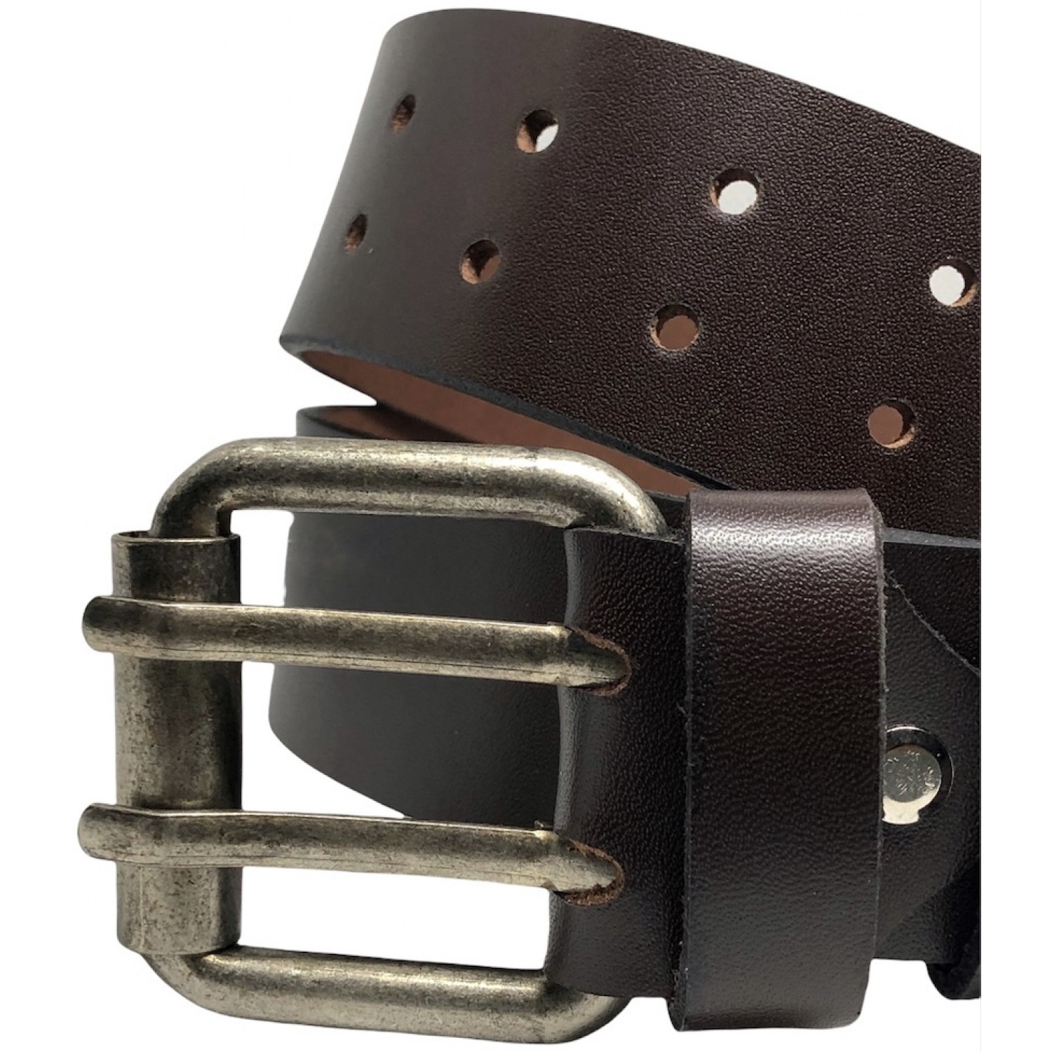 PLB Ζώνη Ανδρική Δερμάτινη Χειροποίητη Ελληνικής Κατασκευής με διπλό στέλεχος 755/435 ΚΑΦΕ 4cm Φάρδος