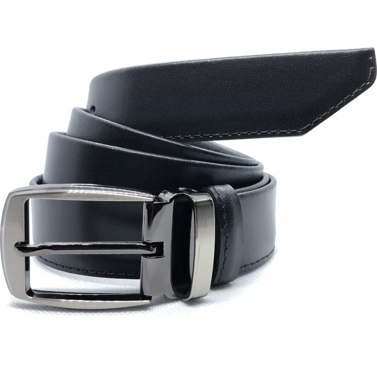 Ζώνη Ανδρική Δερμάτινη χειροποίητη μονό δέρμα γυρισμένο και ραμμένο από την μια πλευρά με φάρδος 3,50εκ PLB 1/357 Μαύρη