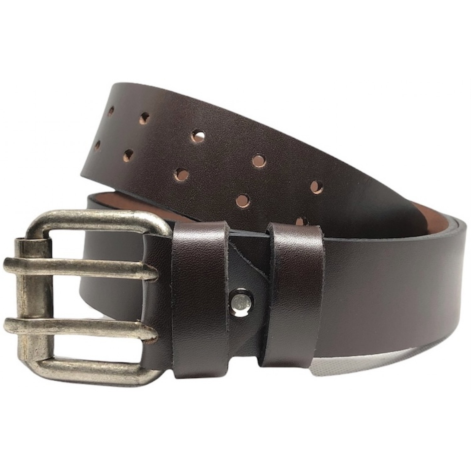 PLB Ζώνη Ανδρική Δερμάτινη Χειροποίητη Ελληνικής Κατασκευής με διπλό στέλεχος 755/435 ΚΑΦΕ 4cm Φάρδος