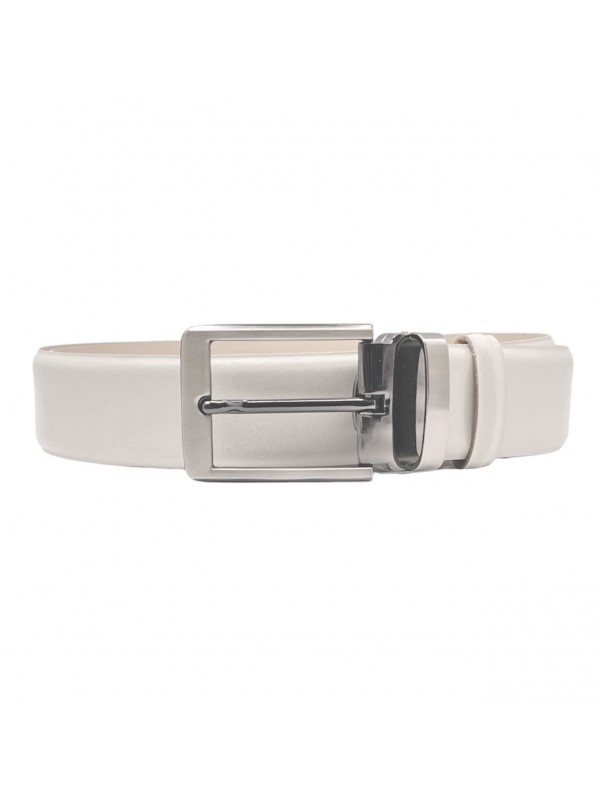 Life Style Butiken Ανδρική Δερμάτινη Ζώνη LS199.350 ΕΚΡΟΥ 3.5cm Φάρδος