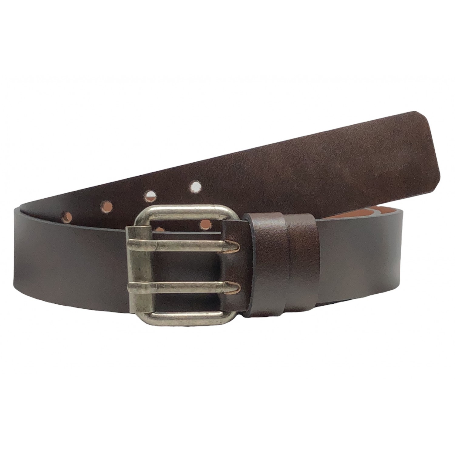 PLB Ζώνη Ανδρική Δερμάτινη Χειροποίητη Ελληνικής Κατασκευής με διπλό στέλεχος 755/435 ΚΑΦΕ 4cm Φάρδος