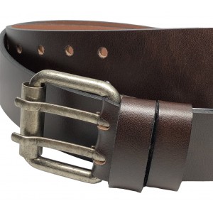PLB Ζώνη Ανδρική Δερμάτινη Χειροποίητη Ελληνικής Κατασκευής με διπλό στέλεχος 755/435 ΚΑΦΕ 4cm Φάρδος