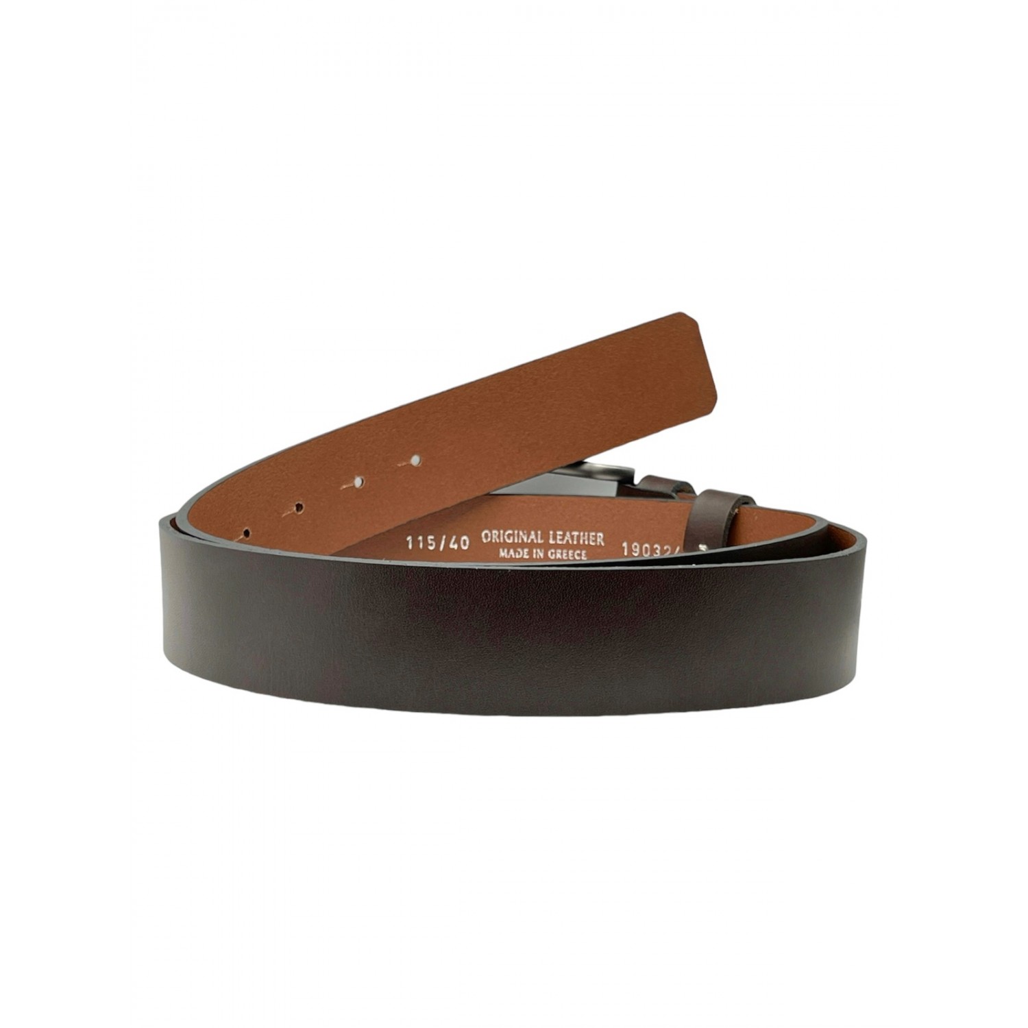 PLB Ζώνη Ανδρική Δερμάτινη χειροποίητη 201/522 Καφέ