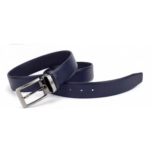 Life Style Butiken Ανδρική Δερμάτινη Ζώνη Με Μεταλλική Αγκράφα LS16.360 Navy 3.5cm Φάρδος
