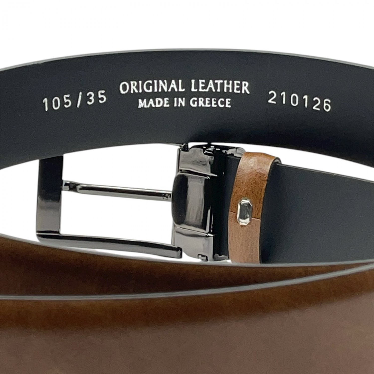 Life Style Butiken Ανδρική Δερμάτινη Ζώνη Με Μεταλλικ΄ή Αγκράφα LS12.377 ΚΟΝΙΑΚ 3.5cm Φάρδος