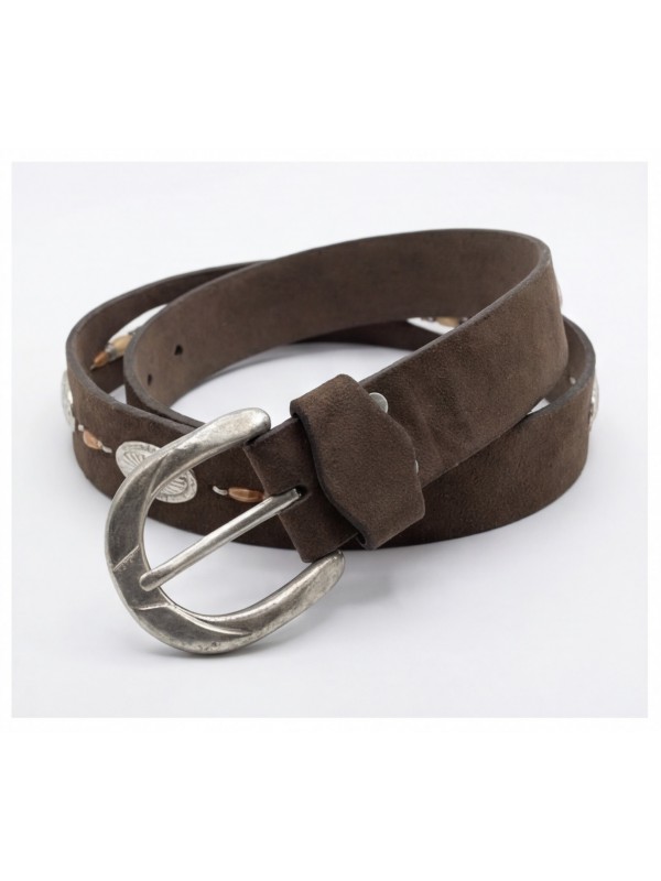 Life Style Butiken Ανδρική Χειροποίητη Δερμάτινη Ζώνη Western/Concho Belt  LS1200521 Καφέ