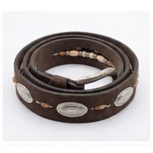 Life Style Butiken Ανδρική Χειροποίητη Δερμάτινη Ζώνη Western/Concho Belt  LS1200521 Καφέ