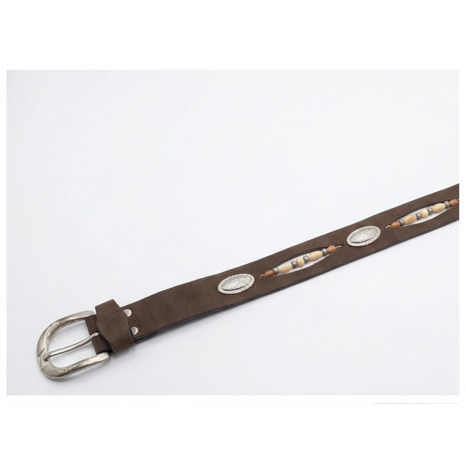 Life Style Butiken Ανδρική Χειροποίητη Δερμάτινη Ζώνη Western/Concho Belt  LS1200521 Καφέ