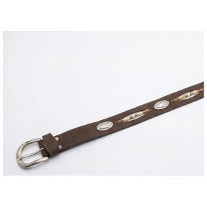 Life Style Butiken Ανδρική Χειροποίητη Δερμάτινη Ζώνη Western/Concho Belt  LS1200521 Καφέ