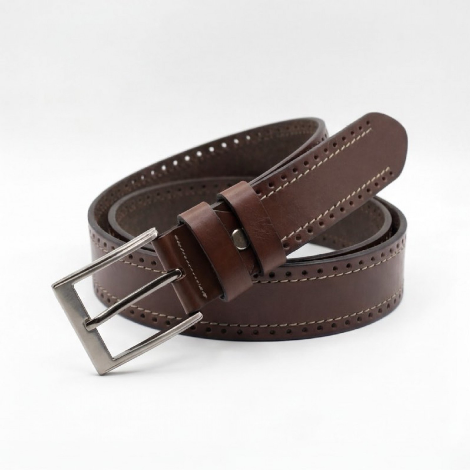 Life Style Butiken Ανδρική Χειροποίητη Δερμάτινη Ζώνη Με Γαζιά  LS1200522 ΚΑΦΕ