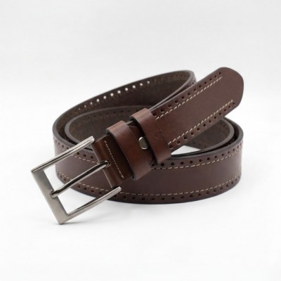 Life Style Butiken Ανδρική Χειροποίητη Δερμάτινη Ζώνη Με Γαζιά  LS1200522 ΚΑΦΕ