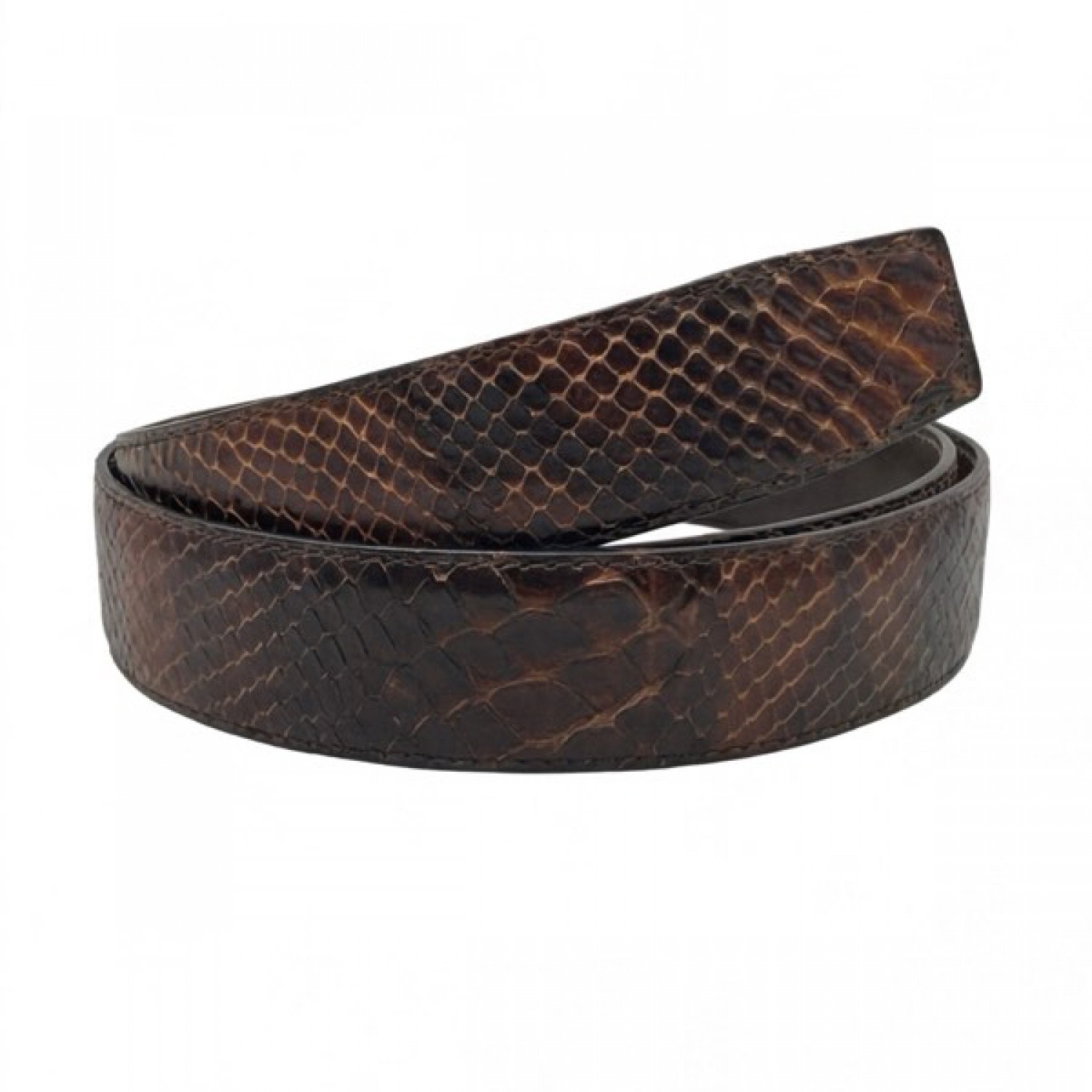 Life Style Butiken Ανδρική Χειροποίητη Δερμάτινη Ζώνη σε όψη φιδιού  LS1200524 ΚΑΦΕ