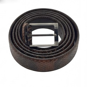 Life Style Butiken Ανδρική Χειροποίητη Δερμάτινη Ζώνη σε όψη φιδιού  LS1200524 ΚΑΦΕ