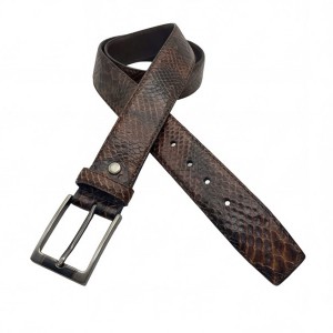 Life Style Butiken Ανδρική Χειροποίητη Δερμάτινη Ζώνη σε όψη φιδιού  LS1200524 ΚΑΦΕ