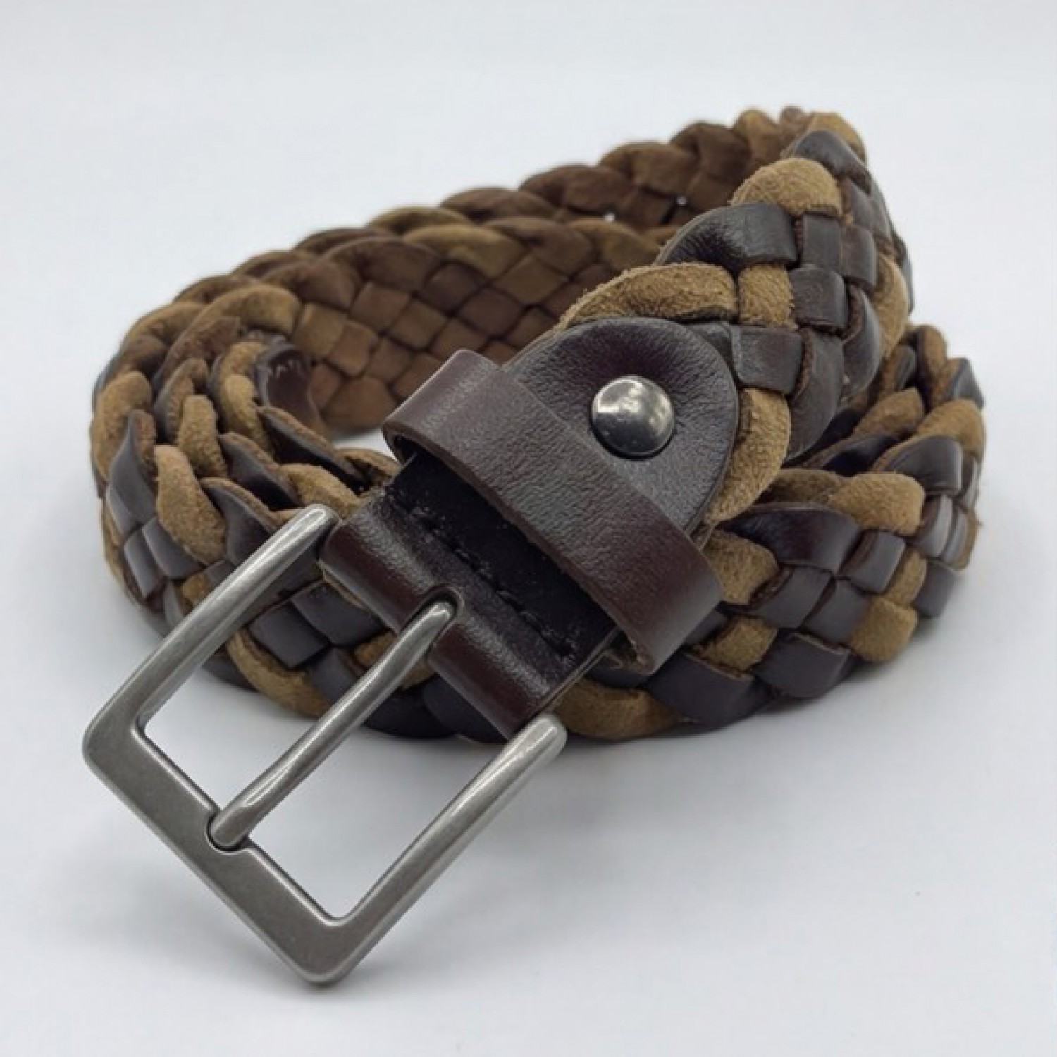 Life Style Butiken Ανδρική Χειροποίητη Δερμάτινη Ζώνη Πλεκτή LS1200525 ΚΑΦΕ